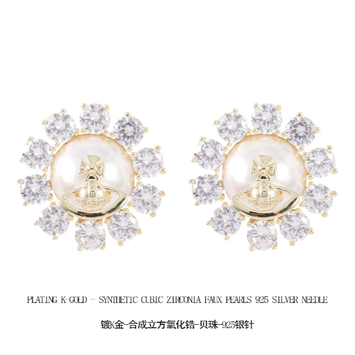 铜合金仿珍珠耳饰 锆石时尚百搭法式小众简约耳钉  1627