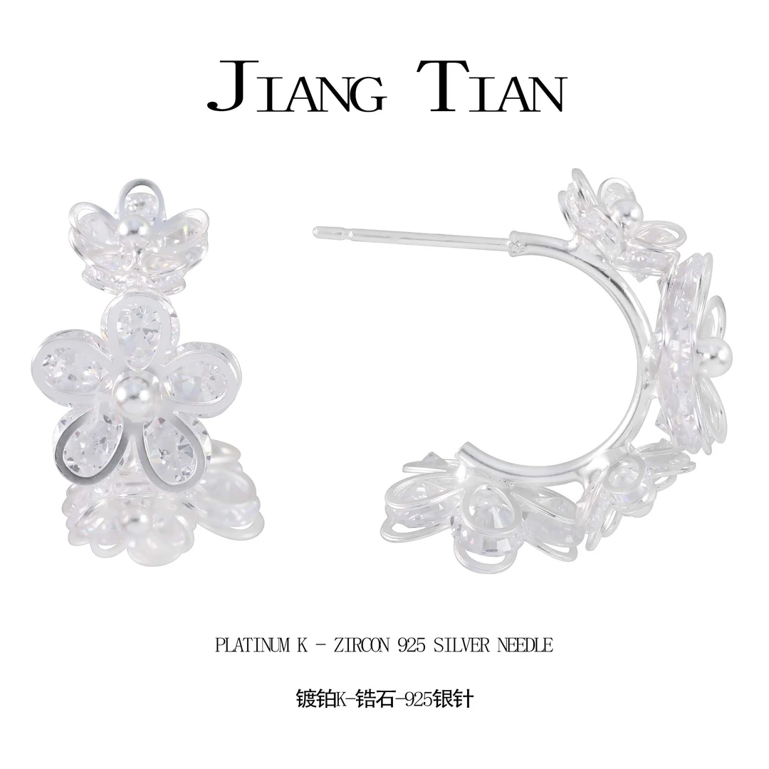 铜合金锆石耳饰 气质轻奢时尚百搭小众简约耳钉  3178