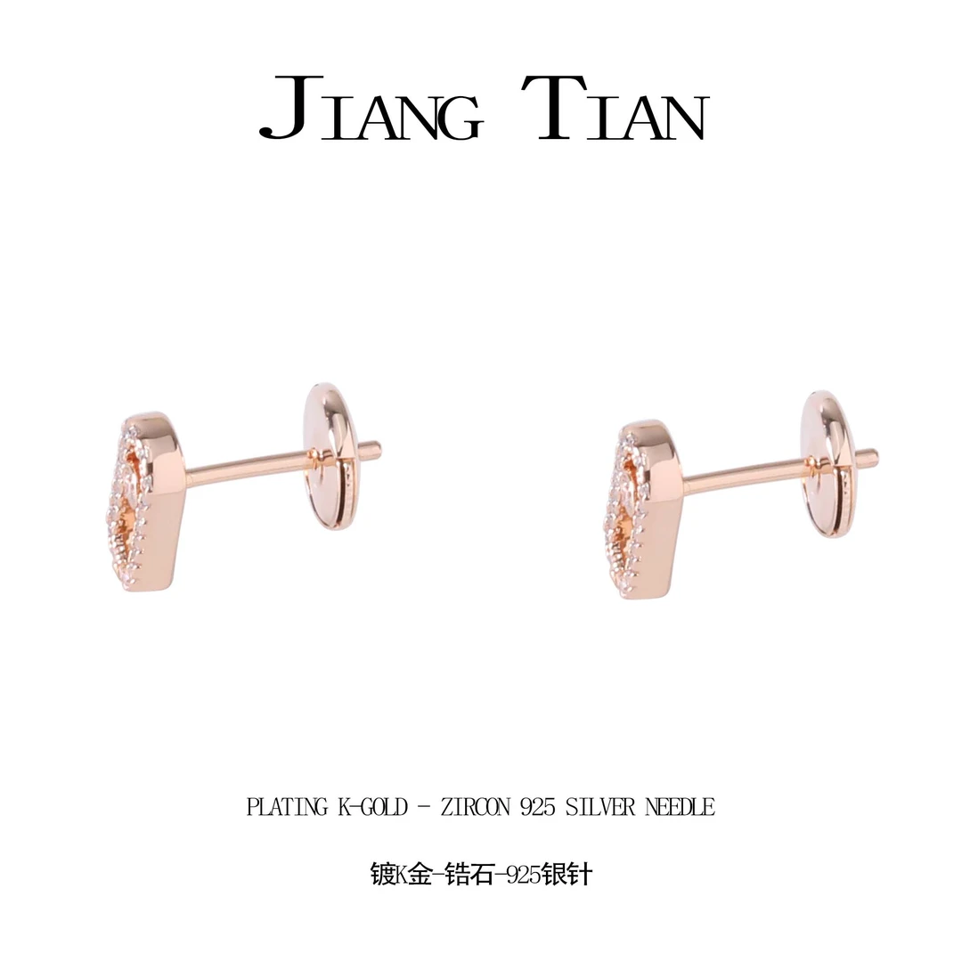 铜合金锆石耳饰 CNC精工 时尚简约ins灵动耳钉  E4210