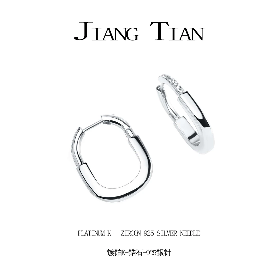 铜合金锆石耳饰  CNC精工  锁系列银色时尚耳钉  E4217