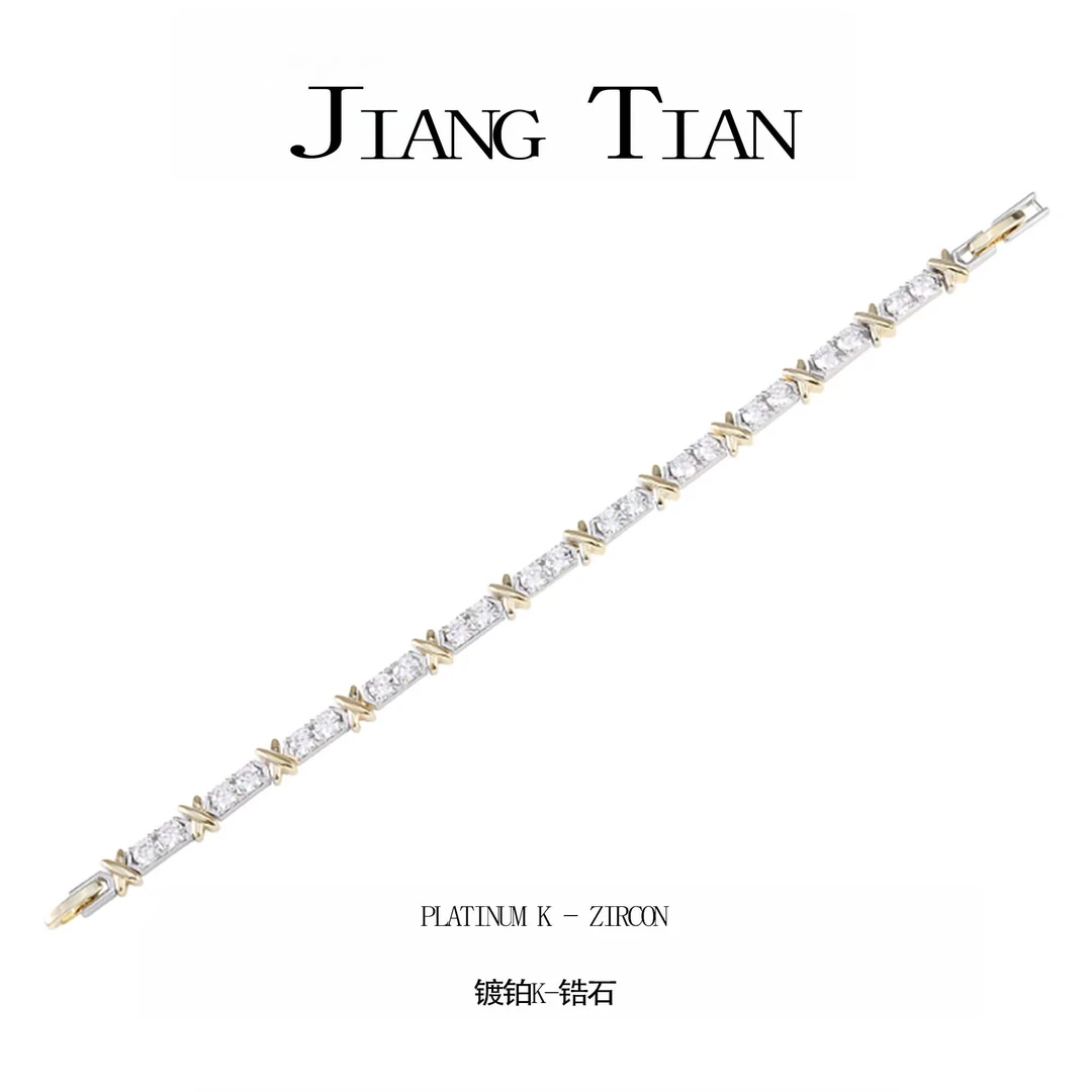 铜合金锆石手链 锆石十六石小方块手链 2000