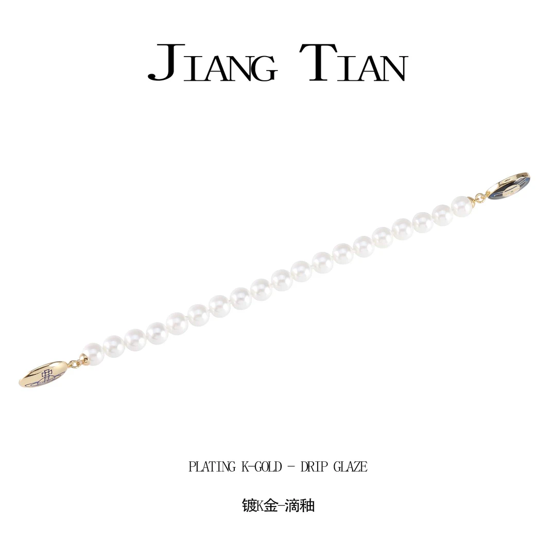 铜合金仿珍珠手链 滴釉黑色星球百搭珠珠手链 3169