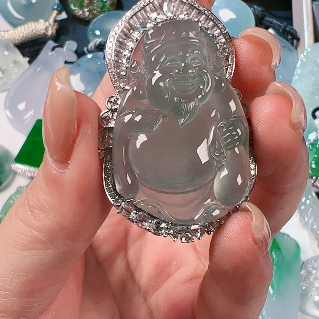 【闪购商品】翡翠挂件18K金镶嵌小*