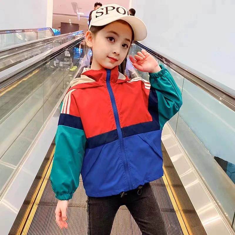 女童拼色外套2024春装新款儿童春秋上衣中大童韩版洋气外套时尚