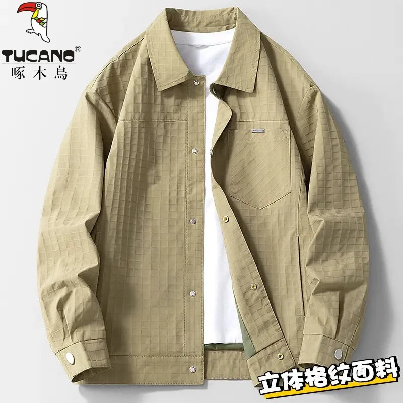 啄木鳥格纹外套男士秋冬季休闲百搭宽松男装防风潮流帅气夹克衣服