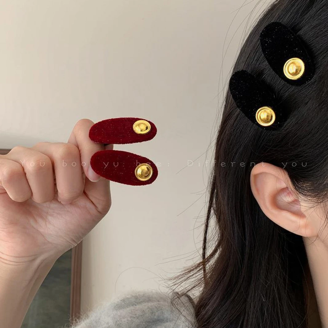 秋冬高级感金标发夹女2024新款前额侧边刘海一字夹网红头饰发饰品