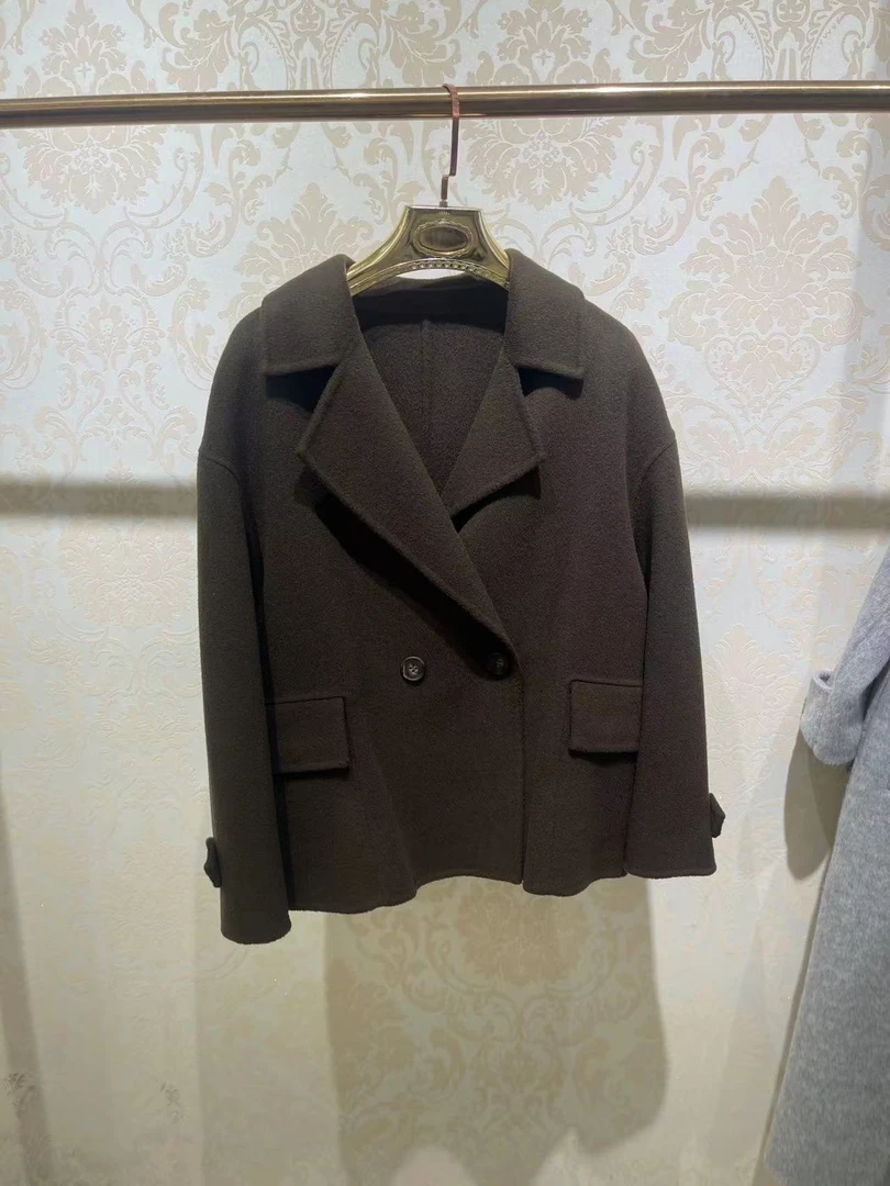 24年新款洋气正肩显瘦小西装盘高端时尚双面大衣外套2407