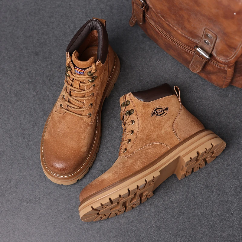 2024秋冬加绒潮流韩版时尚百搭高帮复古英伦风马丁靴轻便休闲鞋