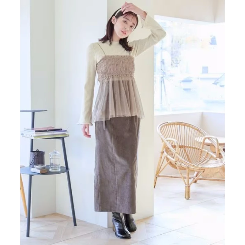 【强哥外贸】 M 宽松连衣裙气质百搭显瘦复古高腰弹力裙