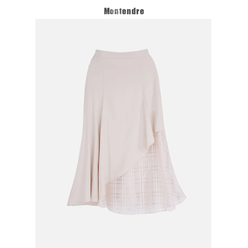 【强哥外贸】夏季新款 C 不规则网纱拼接高腰显瘦半身裙女时尚休闲