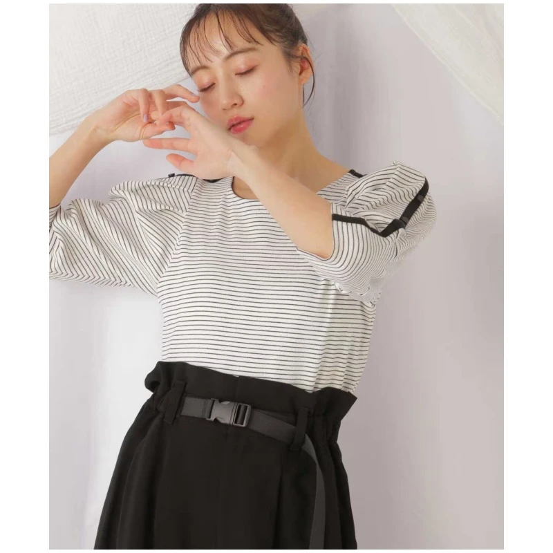 【强哥外贸】春季新款J显瘦长袖时尚条纹套头休闲圆领上衣