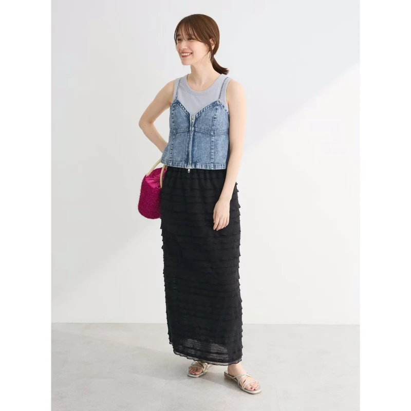 【强哥外贸】 夏季新款 G 时尚百搭优雅中长款高腰半身裙气质显瘦