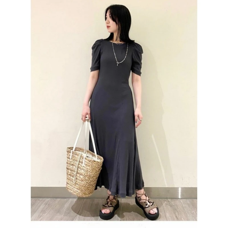 【强哥外贸】 夏季新款 S 修身纯色气质绑带收腰显瘦连衣裙