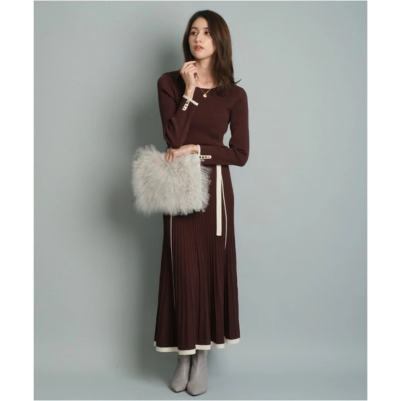 【强哥外贸】日系品牌 秋冬上新 J 百搭气质收腰显瘦鱼尾连衣裙针织