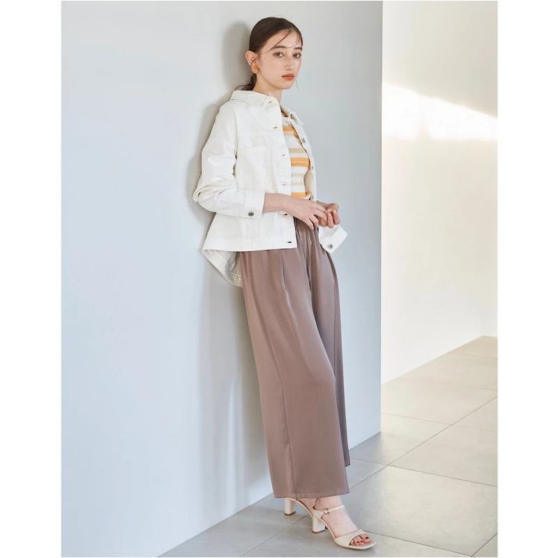 【强哥外贸】 春季新款 S 时尚宽松直筒腰部缩褶绑带休闲裤