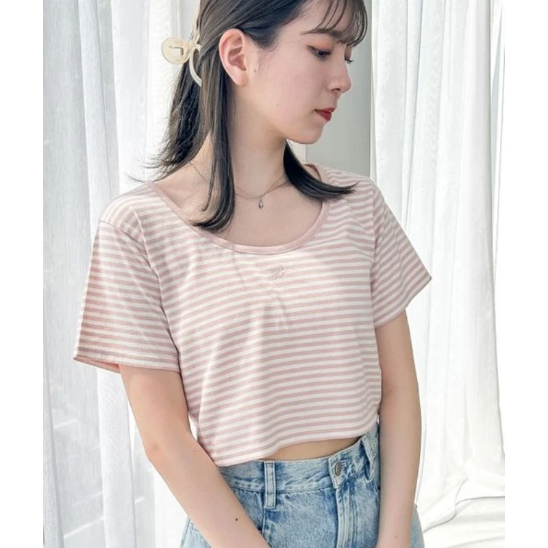 【强哥外贸】 夏季新款 H 薄款圆领休闲条纹百搭显瘦T恤时尚宽松