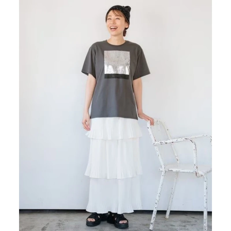 【强哥外贸】 夏季新款 L 时尚气质百搭简约百褶叠层半身裙