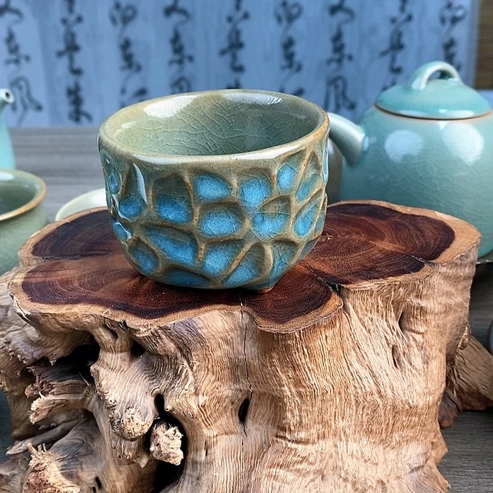 杯柴烧天蓝釉哈哈哈哈