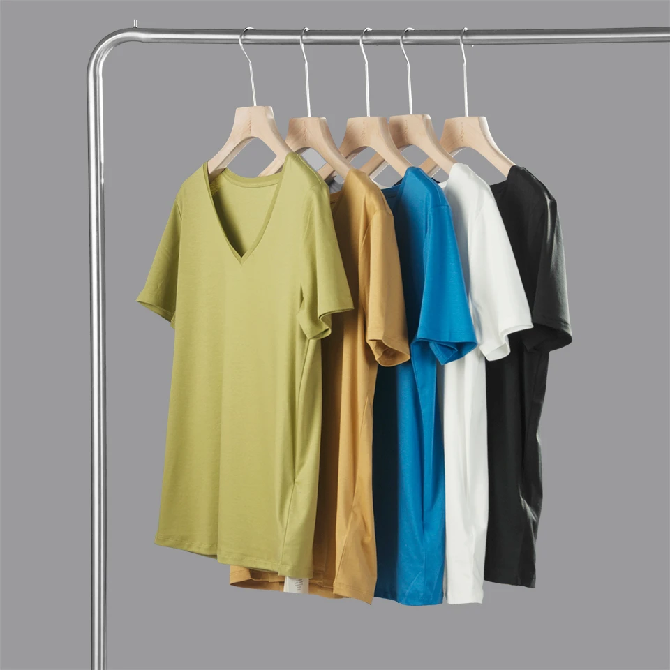 【YIWEN】TXBZ05【海岛】百搭纯色T恤V领-3