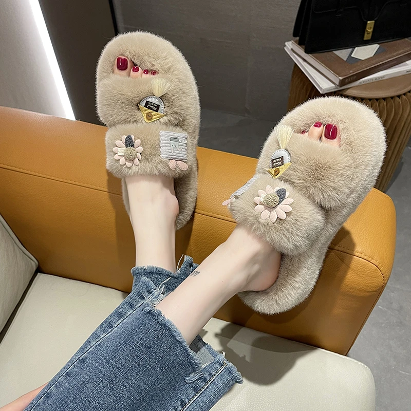 毛毛拖鞋女外穿2023新款秋冬松糕厚底可爱懒人家居防滑孕妇棉拖鞋