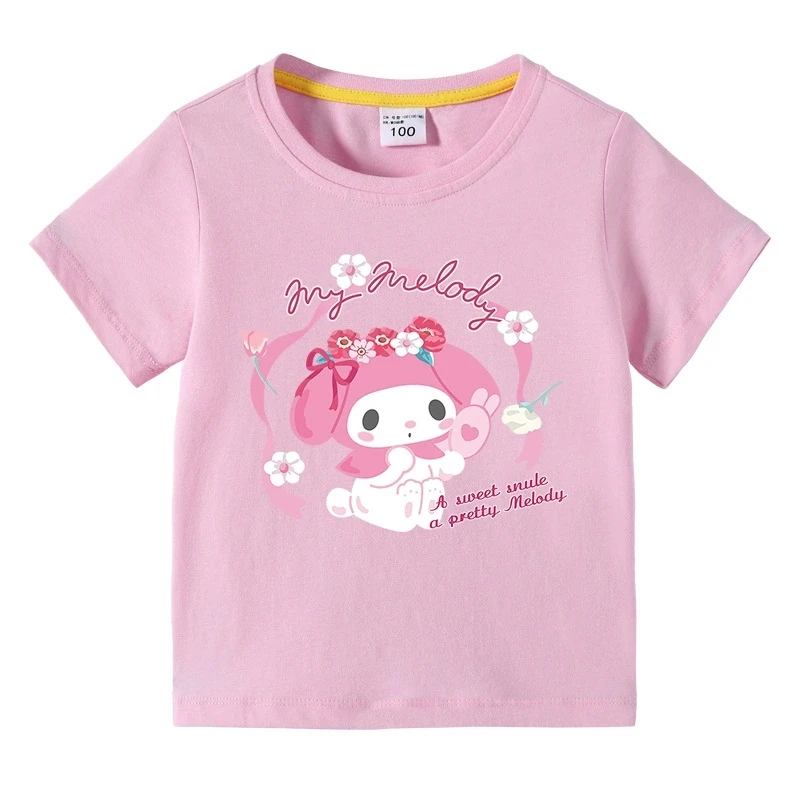 美乐蒂Melody女童短袖t恤儿童宝宝夏季童装纯棉夏装时髦上衣薄款