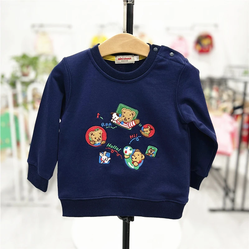 童装卫衣春秋3新款宝宝1岁3上衣小童卡通贴布小熊卫衣批发潮2363