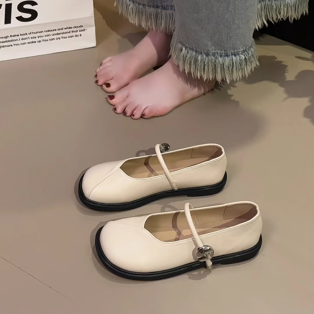 【邱小姐】搭裙子温柔浅口四季款新款女鞋百搭软底玛丽珍鞋圆头单鞋