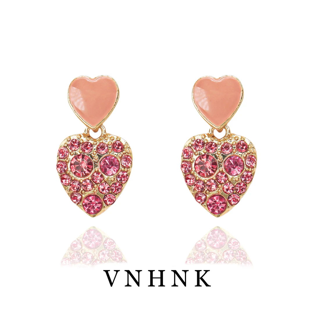 铜合金合成锆石耳饰 美可儿  D57    粉色气质百搭耳环