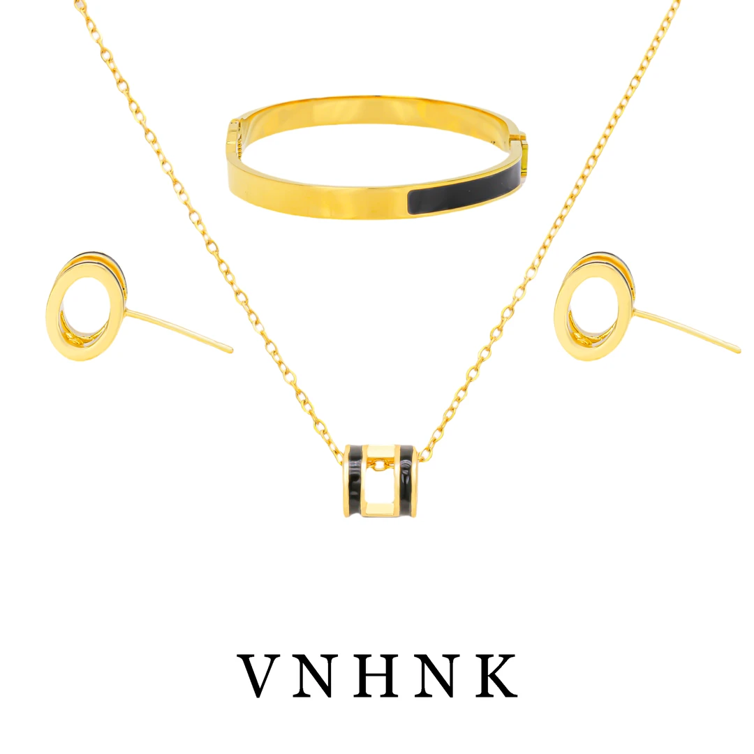 钛钢项链 美可儿    E370    金色(47cm)耳环项链手镯套装