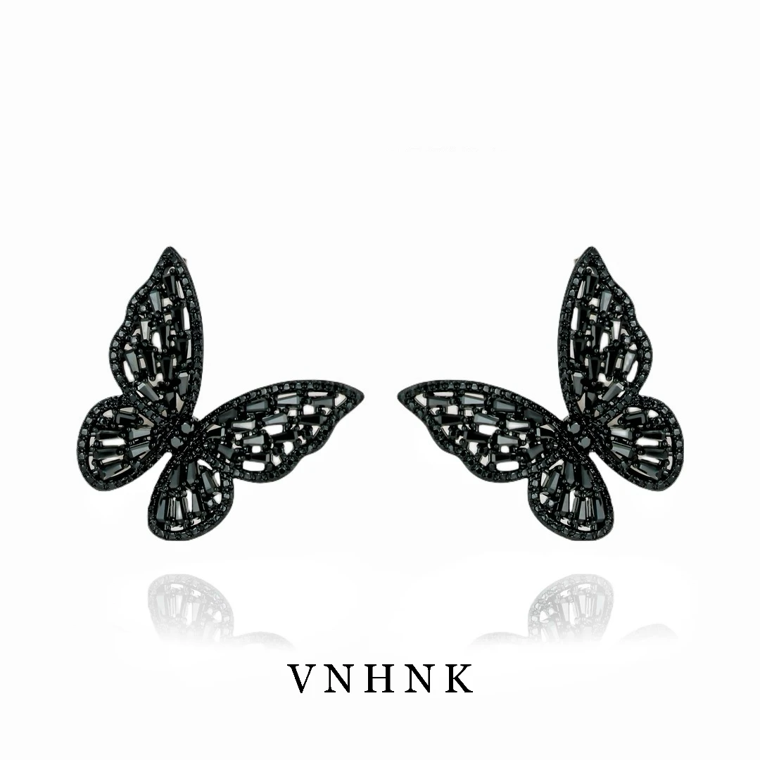 铜合金合成锆石耳饰 美可儿  E566   黑色时尚小众百搭耳环