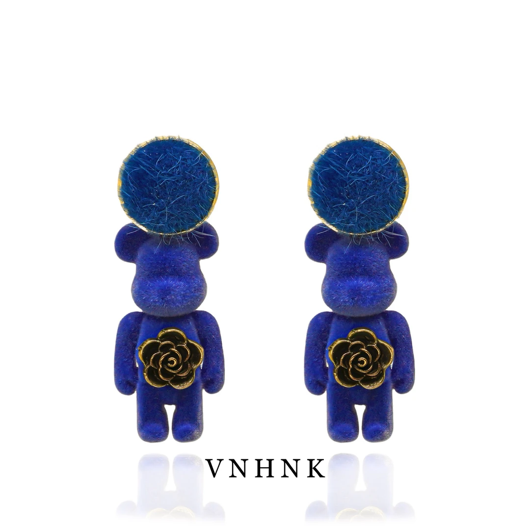 铜合金布艺耳饰 美可儿   F422   蓝色时尚小众百搭耳环