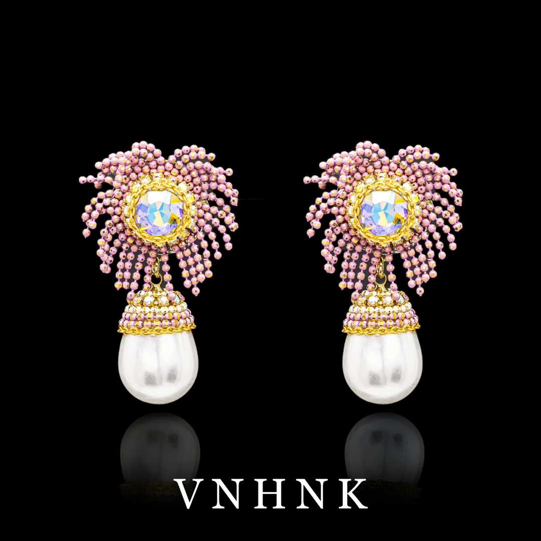 铜合金仿珍珠耳饰 美可儿  YS1161   粉色（12cm) 精致耳环预售