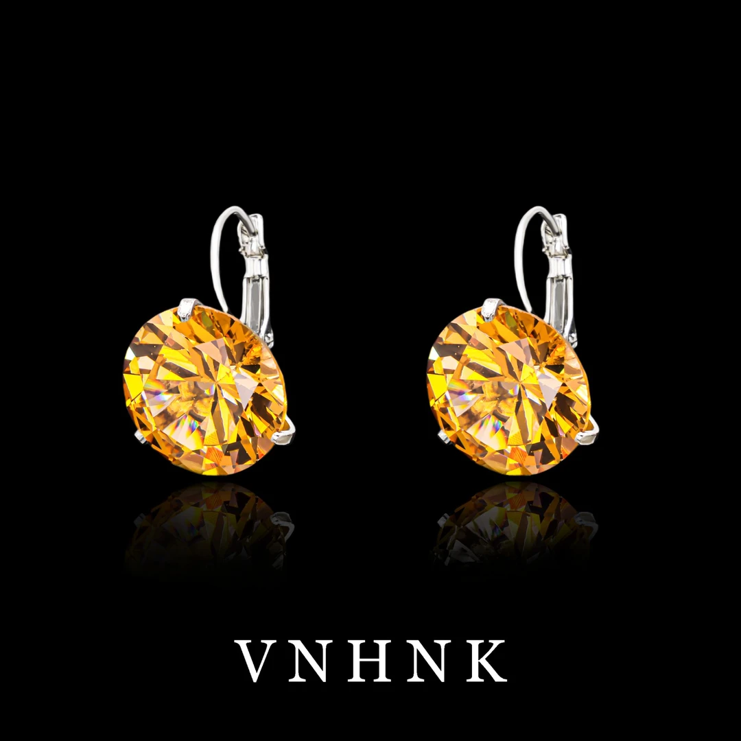 铜合金合成锆石耳饰 美可儿   D131  咖色(16mm)时尚小众百搭耳环