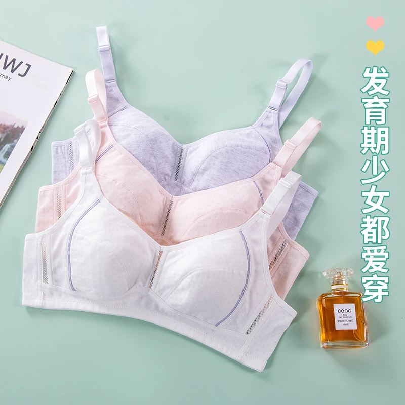 少女文胸高中生大学生女薄款初中学生胖发育期无钢圈海绵内衣文胸