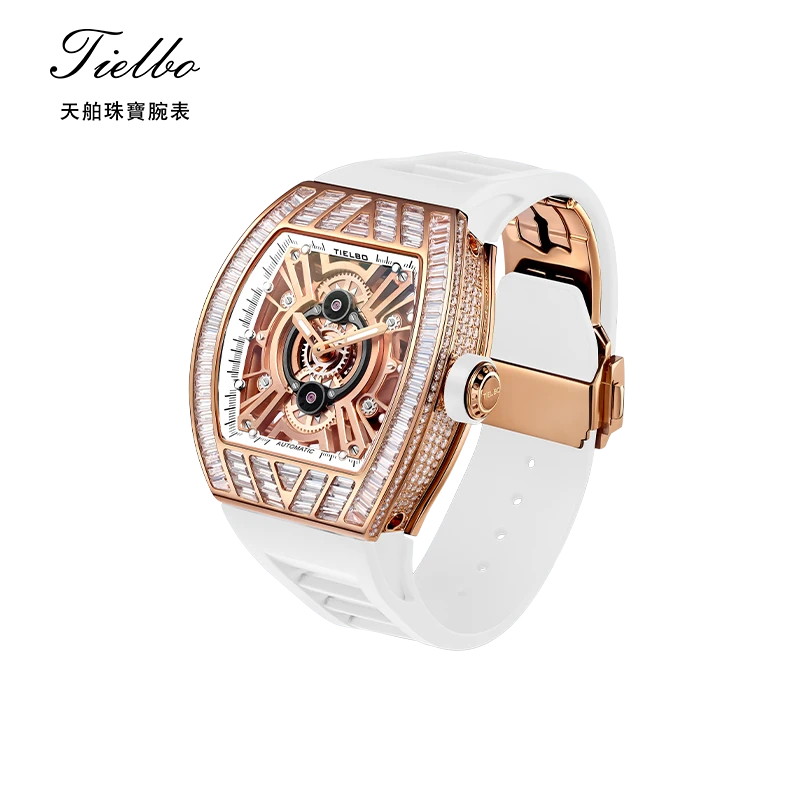 Tielbo/天舶官方正品全自动机械酒桶型水晶风暴T827男表