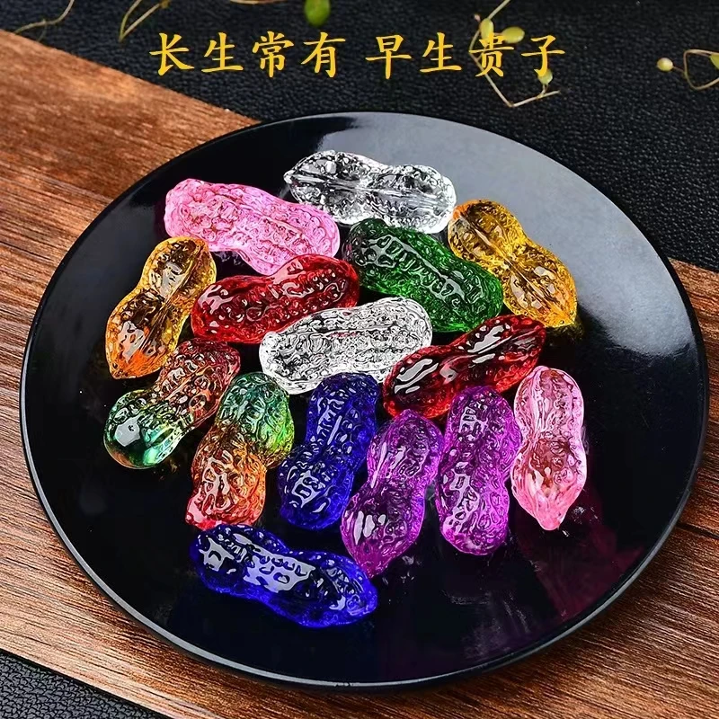 特价粉紫黄早生贵水晶花生摆件绿子小吉祥物客厅装饰品小摆件