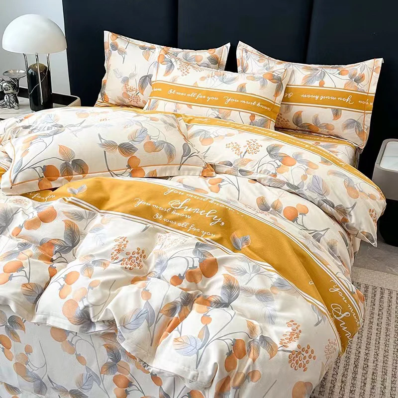 【高货清仓】全棉磨毛喷气印花四件套加厚纯棉四件套-YJB  秋实