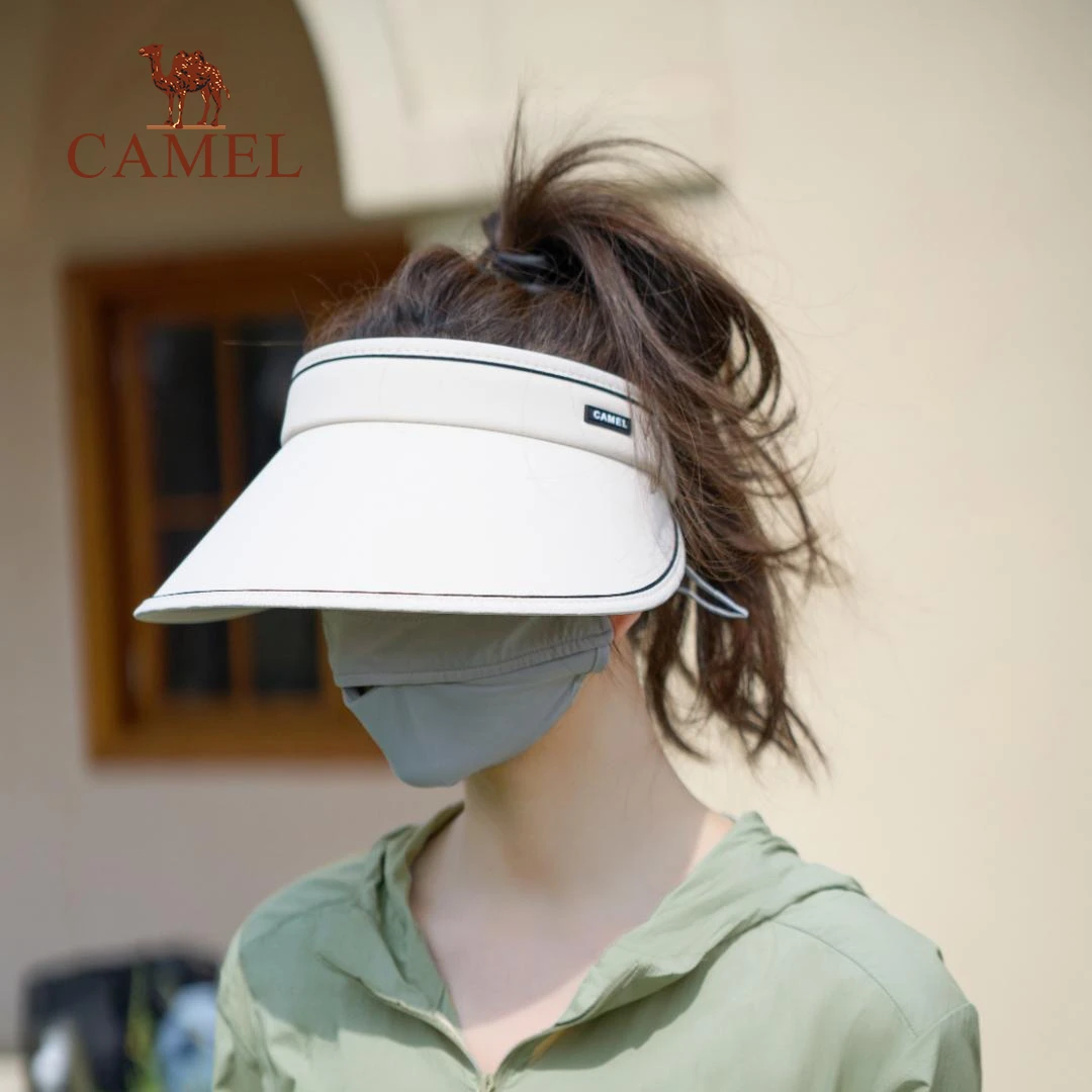 骆驼空顶防晒帽女2024防紫外线户外运动太阳帽大帽檐遮阳帽0018A