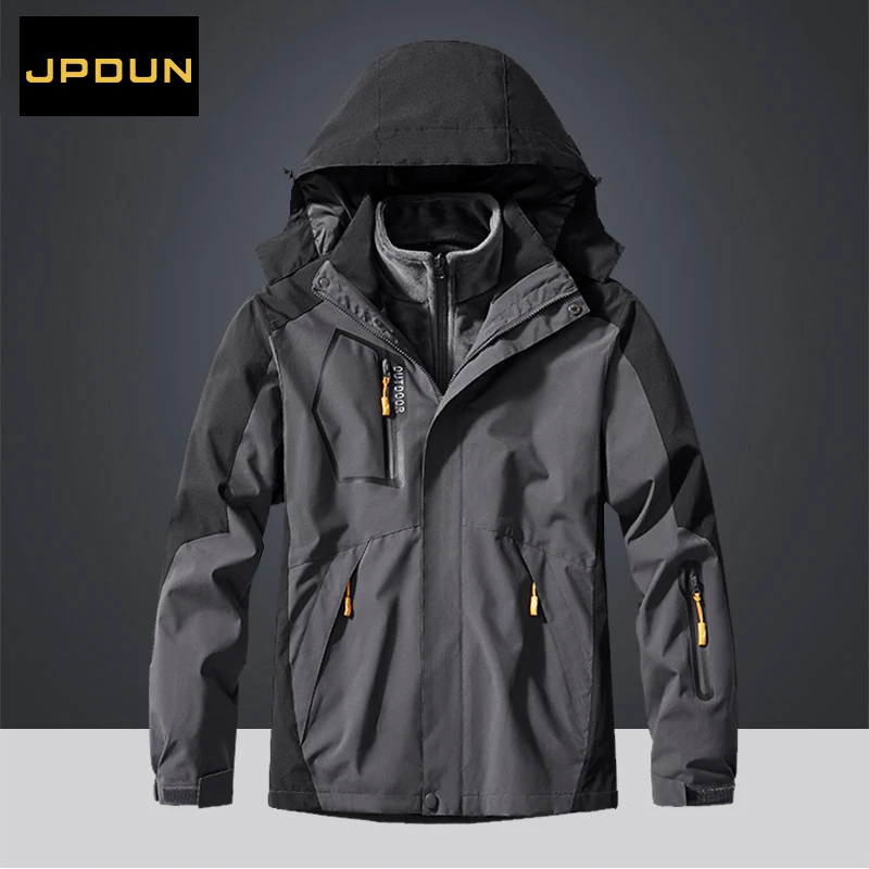 正品 防风加厚大码户外冲锋衣三合一拆卸两件套登山外套87E1201