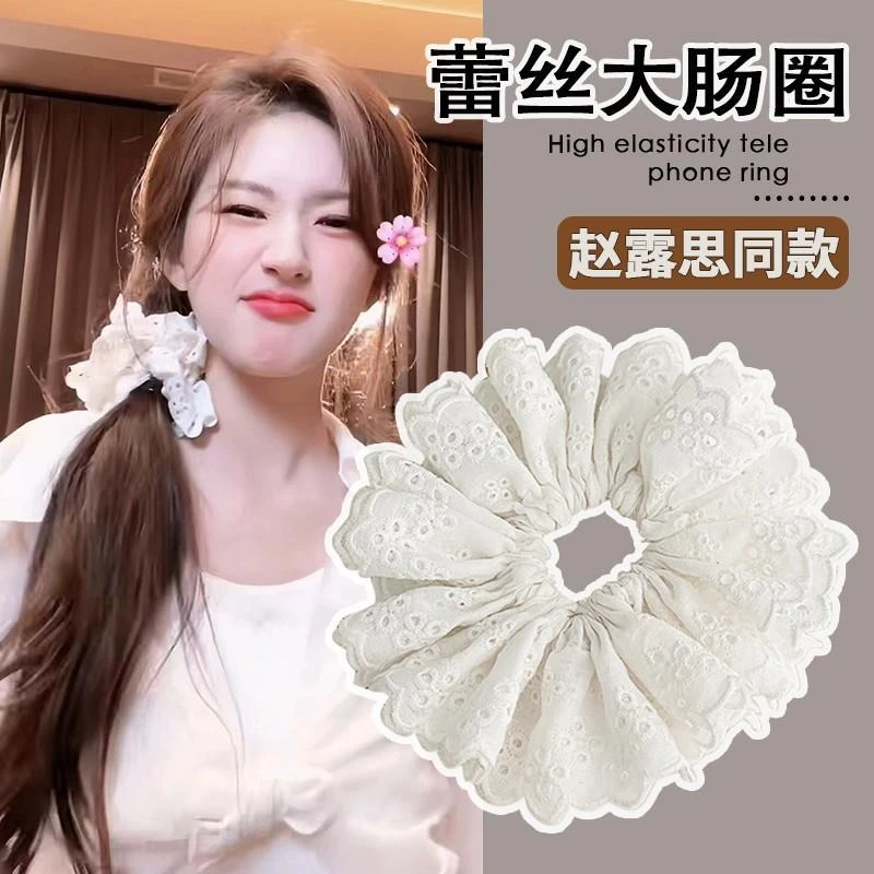 非金属布艺发饰 蕾丝花边大肠发圈扎发丸子头发饰女皮筋头绳头花