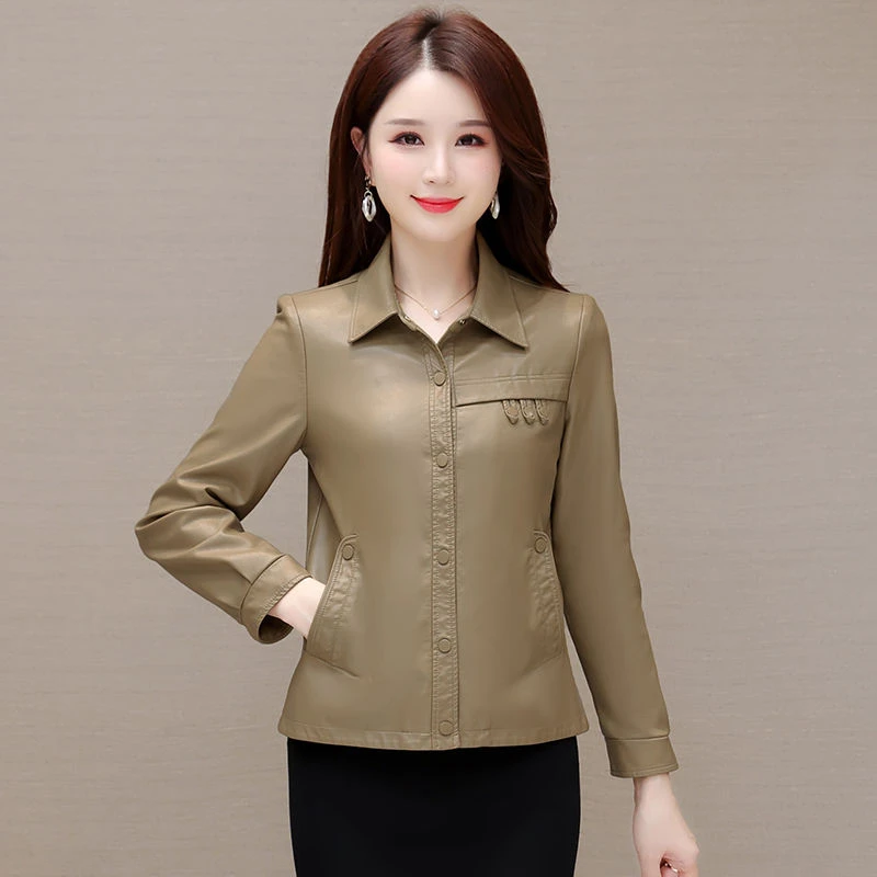 皮衣外套女韩版百搭春秋气质机车服修身短款时尚皮夹克女士显瘦