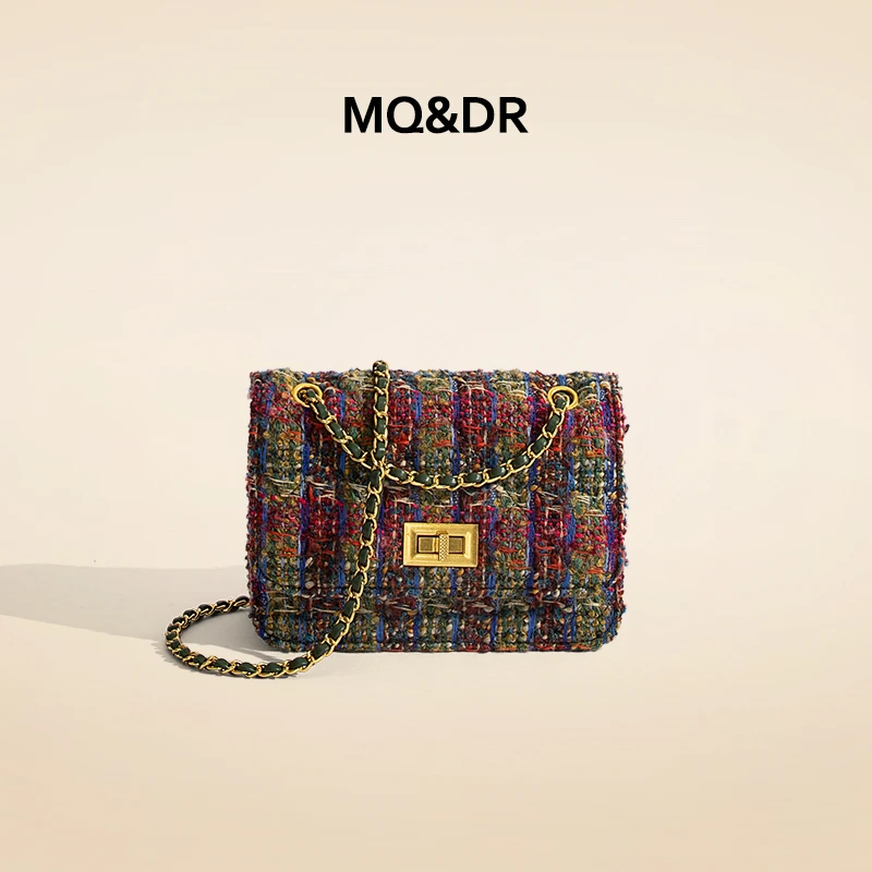 MQ&DR【圣诞蜜语】小众设计感呢子百搭休闲菱格链条包单肩斜挎包