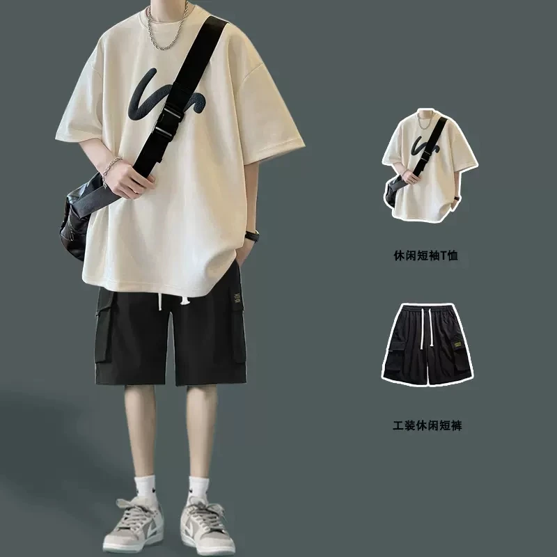 夏季日系休闲男生干净帅气穿搭短袖痞帅男士港风青少年潮流潮男装