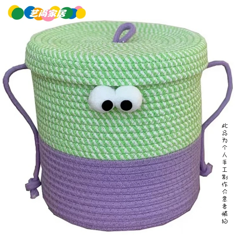 卡通圆形玩具桌面收纳筐怪兽收纳筐
