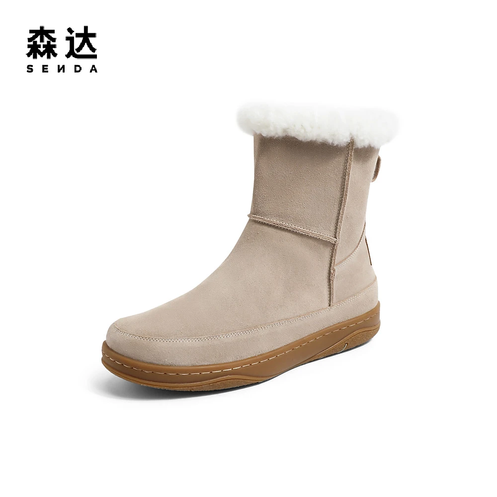 【森达】休闲简约雪地靴女2022冬季新款保暖平底短靴ZT909DD2