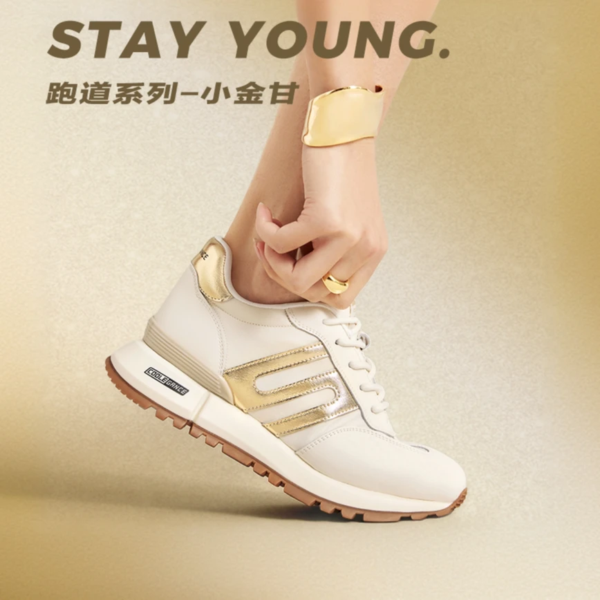 【百丽】2024新款明星同款复古时尚阿甘鞋厚底运动鞋休闲鞋A8D1DAM4