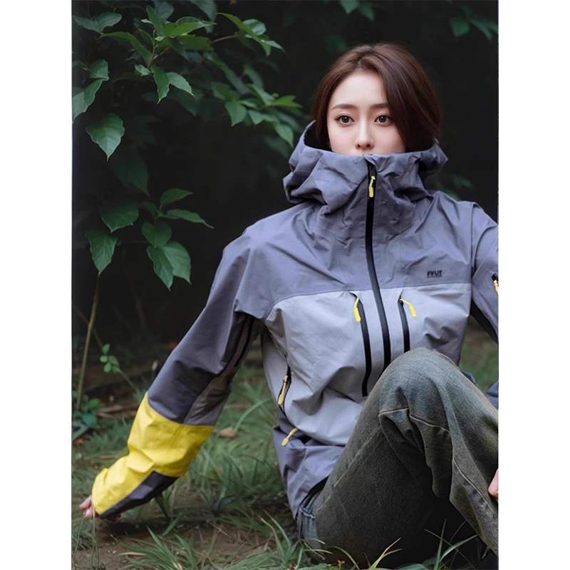 KSKM美式撞色冲锋衣女2025新款春秋户外三合一防水情侣徒步登山服