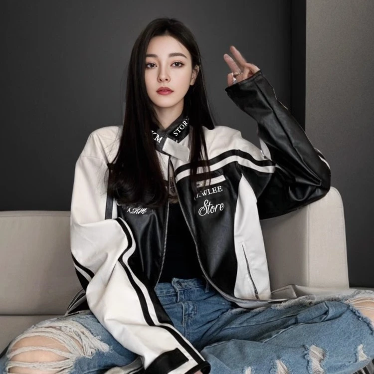 KSKM美式机车皮衣外套女春秋季百搭高级感短款夹克设计感女装上衣