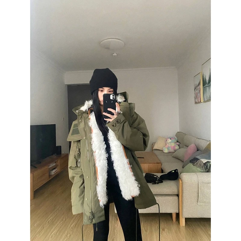 KSKM工装派克棉服女冬季加绒加厚美式复古oversize高级设计感棉衣
