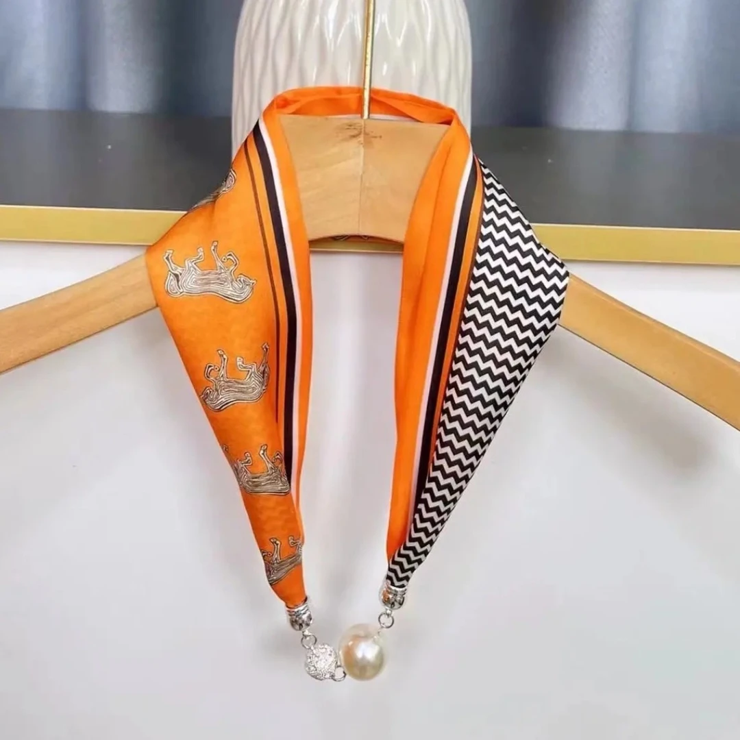 【香初】磁吸扣锁骨链丝巾 夏季高级感时尚领巾项链脖子装饰颈带